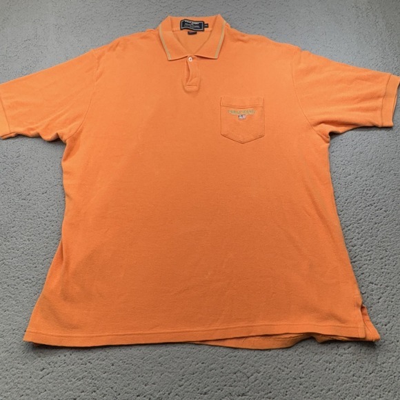 Polo Ralph Lauren Other - Ralph Lauren Polo Shirt XXL Orange‎ Pocket Sport Cuffed Tipped Collar USA Flag